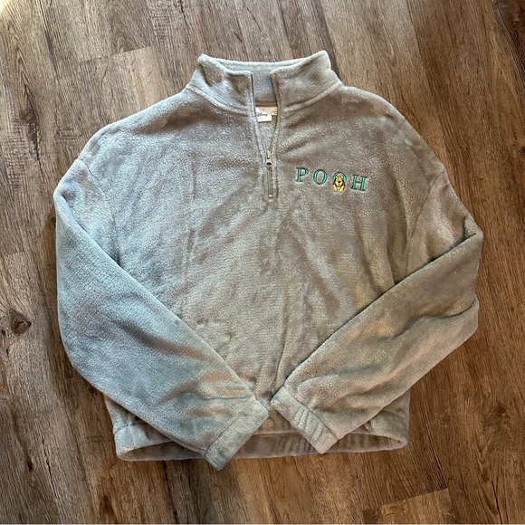 Disney Tops - Disney Winnie The Pooh 1/4 Zip Junior Size Large Grey Sweatshirt Pullover Disney